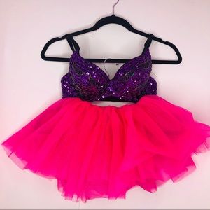 I heart raves purple sequin  + pink tutu ( set )